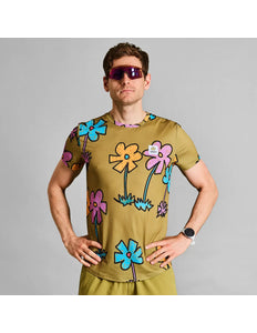 Saysky | Flower Combat T-Shirt | Heren | Green / Yellow SAYSKY