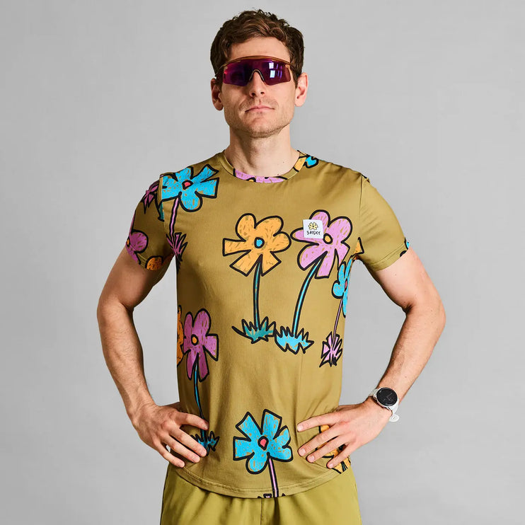 Saysky | Flower Combat T-Shirt | Heren | Green / Yellow SAYSKY