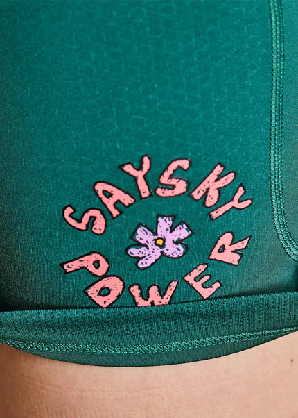 Saysky | Flower Combat+ Short Tights 7'' | Dames | Green SAYSKY