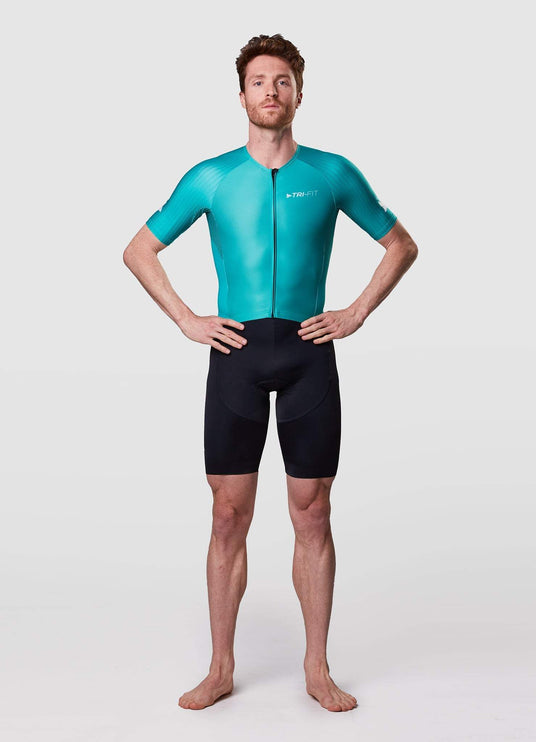 Man wearing TRI-FIT EVO NEXT GEN triathlon suit on a white background