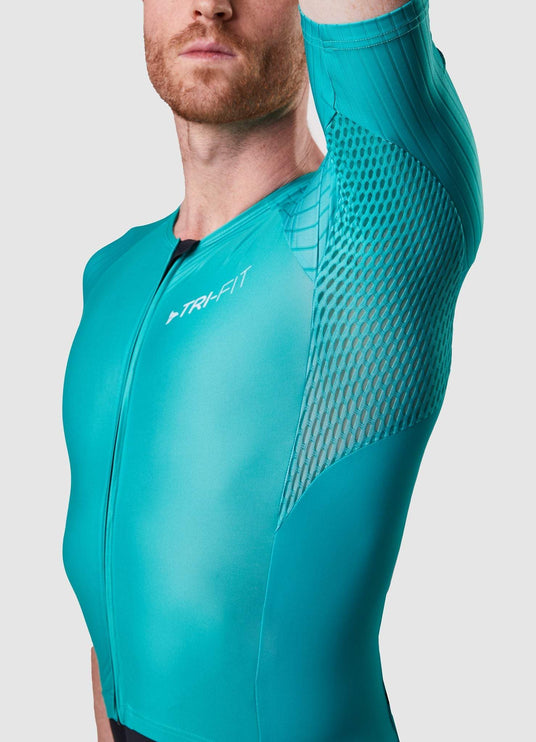 Man wearing TRI-FIT EVO NEXT GEN triathlon suit on a white background