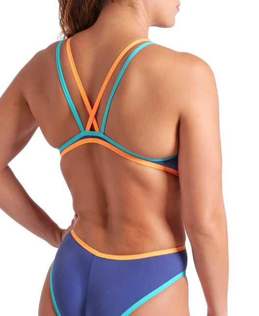 Arena | Badeanzug | One Double Cross Back | Dusk / Wasser / Orange
