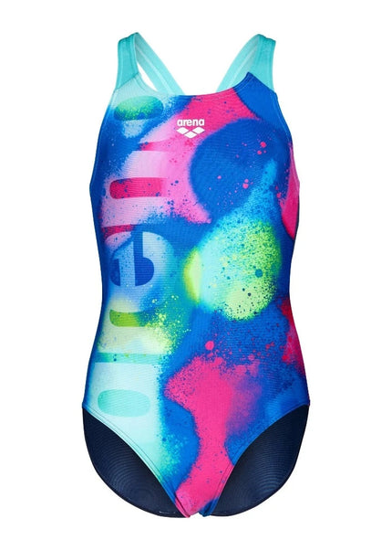 Arena | Girl's Swimsuit | Spray Paint | Kids | Navy / Water