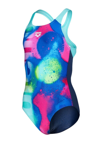 Arena | Girl's Swimsuit | Spray Paint | Kids | Navy / Water