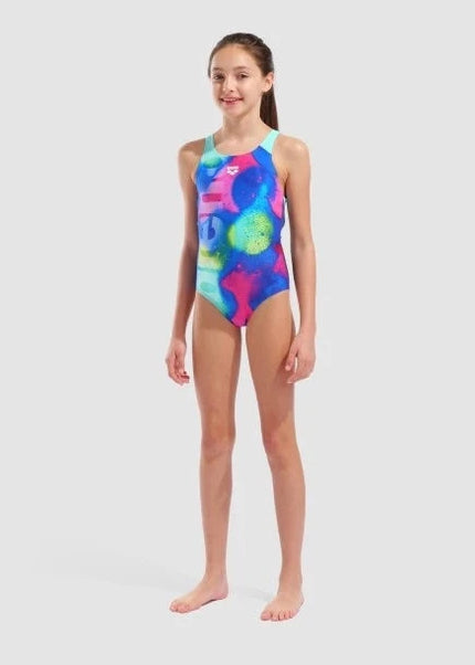 Arena | Girl's Swimsuit | Spray Paint | Kids | Navy / Water