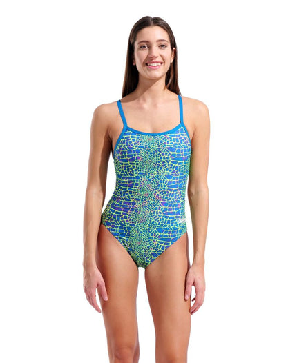 Arena | Snakeskin Swimsuit | Challenge Back | Blue / Cosmo