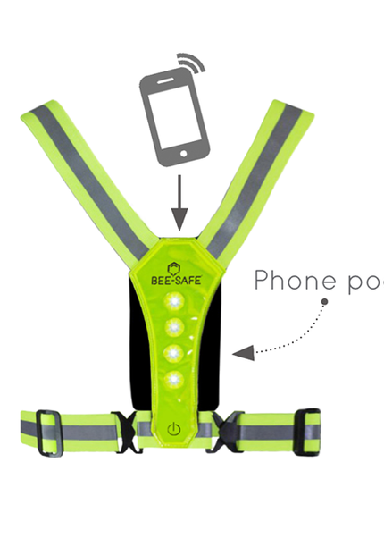 Bee-Safe | Led Harness USB | Phone Pocket | Lime