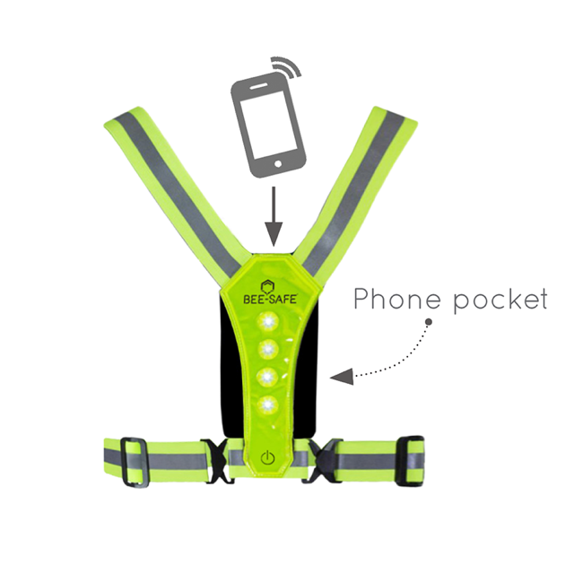 Bee-Safe | Led Harness USB | Phone Pocket | Lime