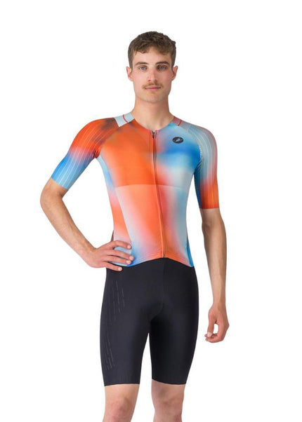 Castelli | San Remo 3 | Trisuit | Short Sleeve | Men | Paprika / Sky Black