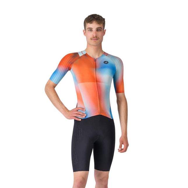 Castelli | San Remo 3 | Trisuit | Short Sleeve | Heren | Paprika / Sky Black