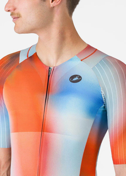 Castelli | San Remo 3 | Trisuit | Short Sleeve | Men | Paprika / Sky Black