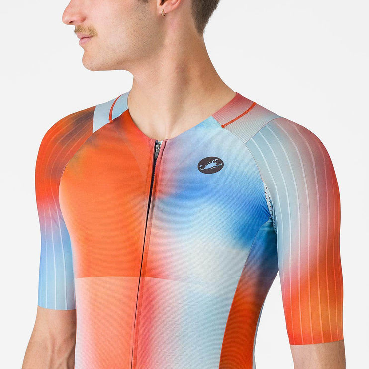 Castelli | San Remo 3 | Trisuit | Short Sleeve | Heren | Paprika / Sky Black