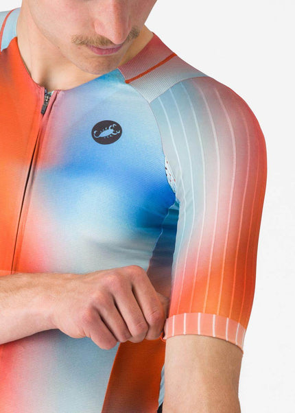 Castelli | San Remo 3 | Trisuit | Short Sleeve | Men | Paprika / Sky Black
