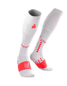 Compressport | Full Socks Recovery 2.0 | IRONMAN 2026 | White / Neon Red