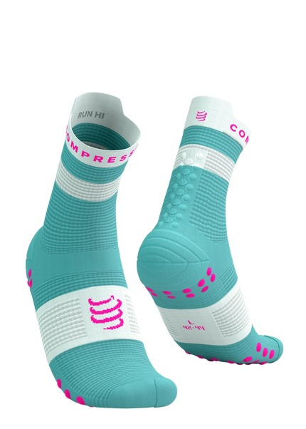 Compressport | Pro Racing Socks V4 | Run High | Ether / Neon Pink
