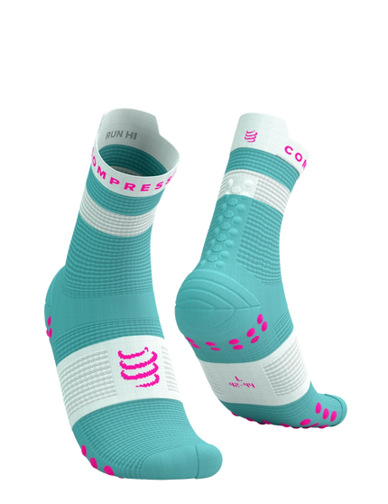 Compressport | Pro Racing Socks V4 | Run High | Ether / Neon Pink