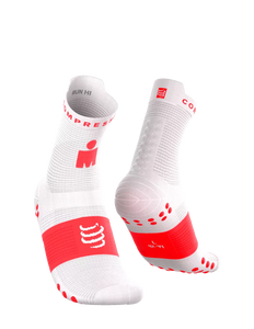 Compressport | Pro Racing Socks V4 | Run High | IRONMAN 2026 | White / Neon Red