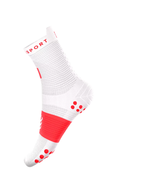 Compressport | Pro Racing Socks V4 | Run High | IRONMAN 2026 | White / Neon Red