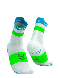 Compressport | Pro Racing Socks V4 | Run High | White / Blue / Green