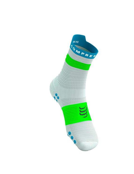 Compressport | Pro Racing Socks V4 | Run High | White / Blue / Green