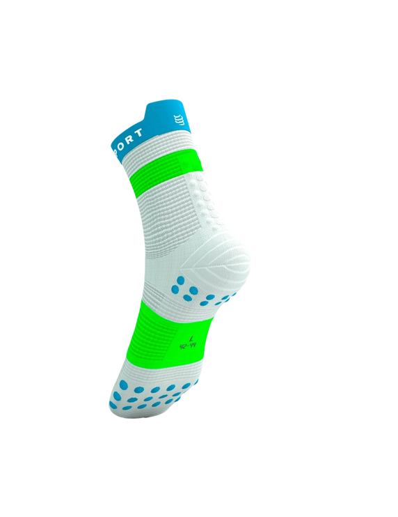 Compressport | Pro Racing Socks V4 | Run High | White / Blue / Green