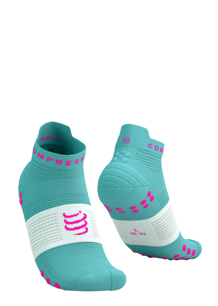 Compressport | Pro Racing Socks V4 | Run Low | Ether / Neon Pink