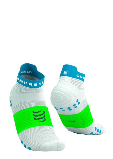 Compressport | Pro Racing Socks V4 | Run Low | White / Blue / Green