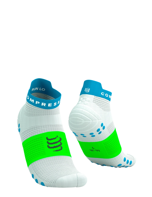 Compressport | Pro Racing Socks V4 | Run Low | White / Blue / Green