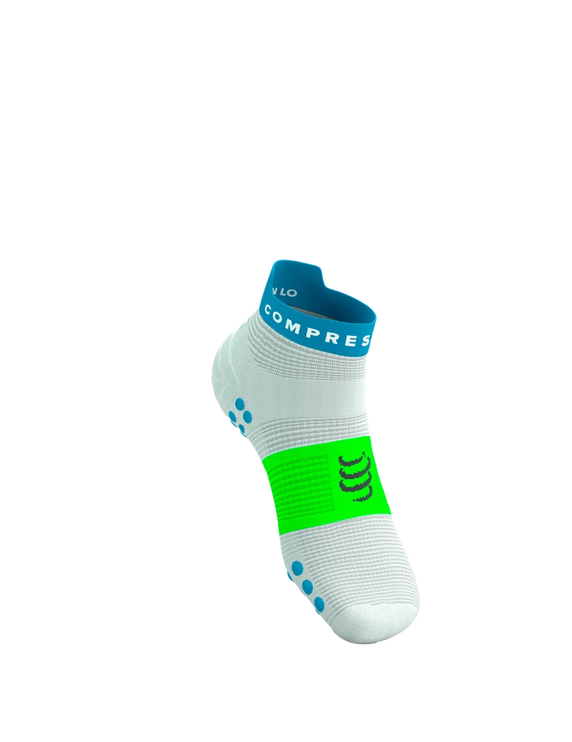 Compressport | Pro Racing Socks V4 | Run Low | White / Blue / Green