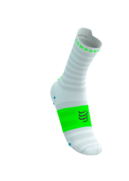 Compressport | Pro Racing Socks V4 | Ultralight | Run High | White / Blue / Green