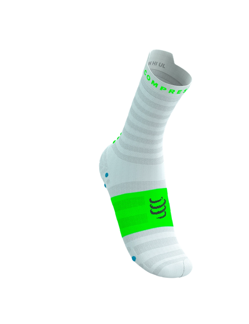 Compressport | Pro Racing Socks V4 | Ultralight | Run High | White / Blue / Green