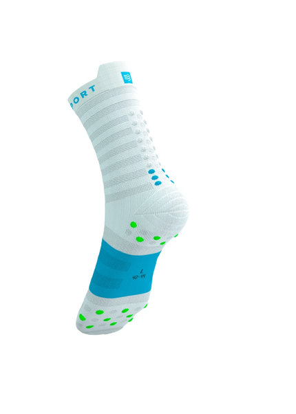 Compressport | Pro Racing Socks V4 | Ultralight | Run High | White / Blue / Green