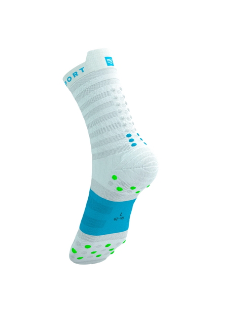 Compressport | Pro Racing Socks V4 | Ultralight | Run High | White / Blue / Green