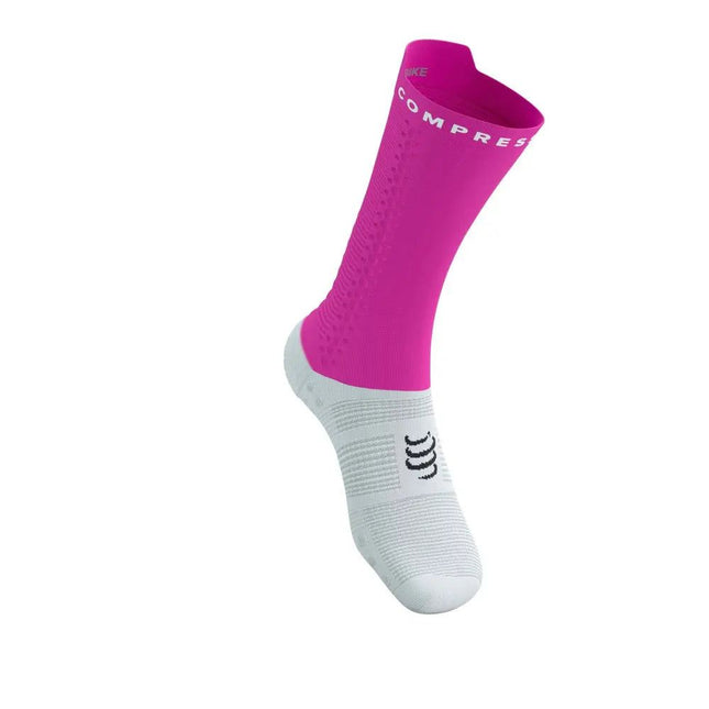 Compressport | Pro Racing Socks V4 | Bike | White / Neon Pink Compressport