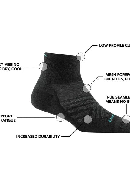 Darn Tough | Run Sock 1/4 Lightweight | Dames | Black