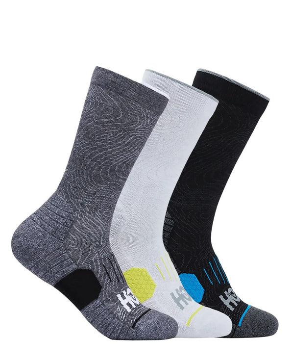 Hoka | Crew Running Socks 3-Pack | White / Black / Gray | Unisex