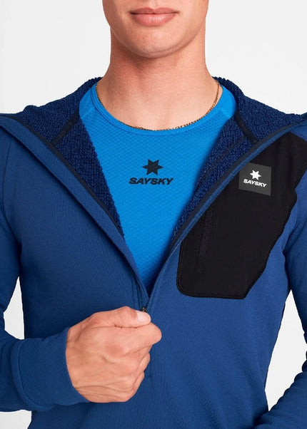 Saysky | Combat Half Zip | Fleece Hoodie | Heren | Blue