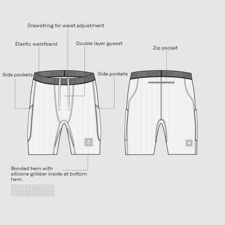 Saysky | Combat+ Rib Short Tights 8'' | Black | Heren