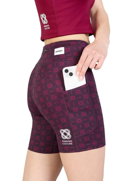 Saysky | Couture Combat+ Short Tight 7'' | Dames | Burgundy AOP