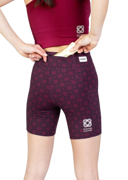 Saysky | Couture Combat+ Short Tight 7'' | Dames | Burgundy AOP