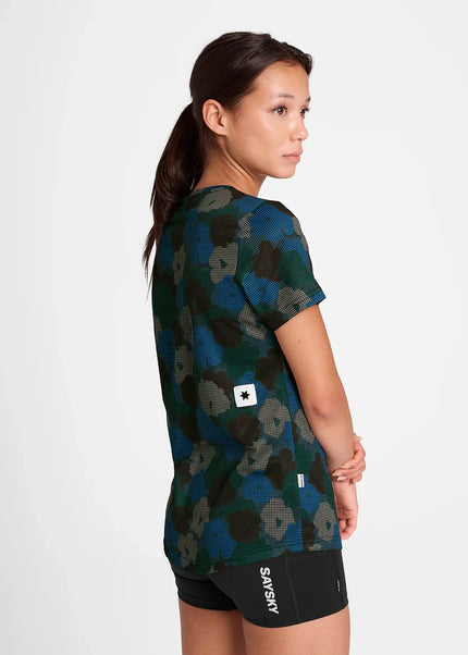 Saysky | Flower Combat T-Shirt | Dames | Blue AOP