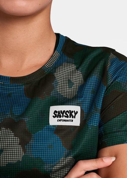 Saysky | Flower Combat T-Shirt | Dames | Blue AOP