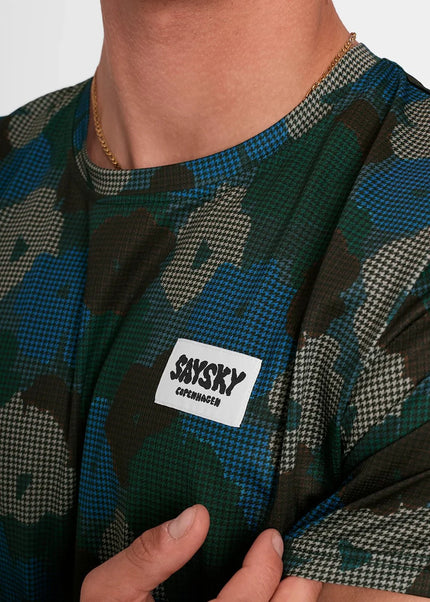 Saysky | Flower Combat T-Shirt | Heren | Blue AOP