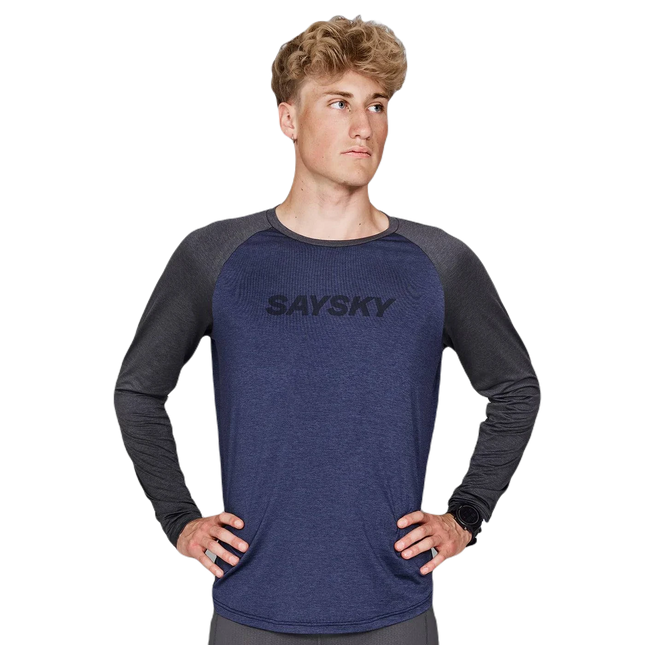 Saysky | Logo Pace Long Sleeve | Heren | Blue Melange SAYSKY