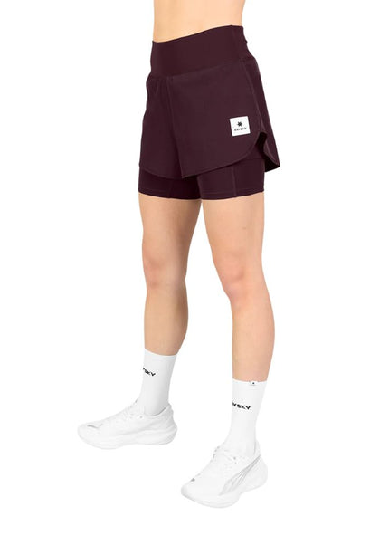 Saysky | Pace 2-in-1 Shorts 3'' | Dames | Burgundy