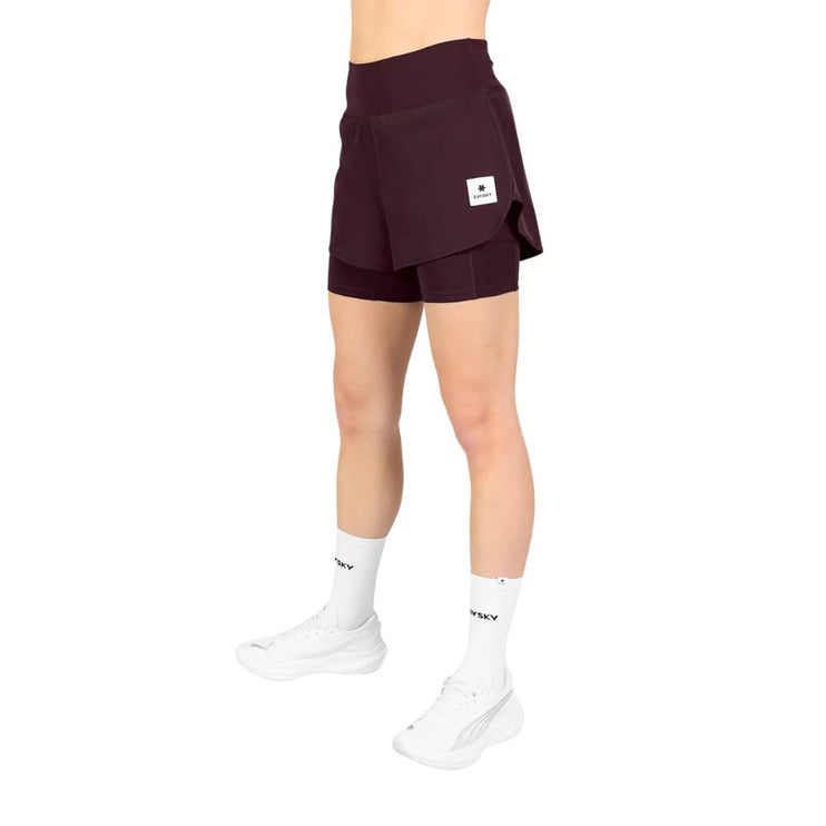 Saysky | Pace 2-in-1 Shorts 3'' | Dames | Burgundy