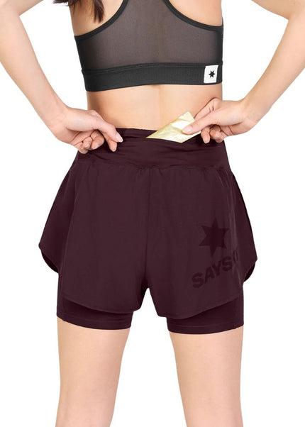 Saysky | Pace 2-in-1 Shorts 3'' | Dames | Burgundy