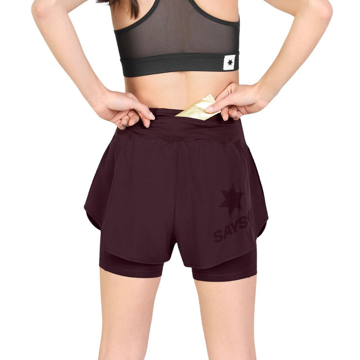 Saysky | Pace 2-in-1 Shorts 3'' | Dames | Burgundy