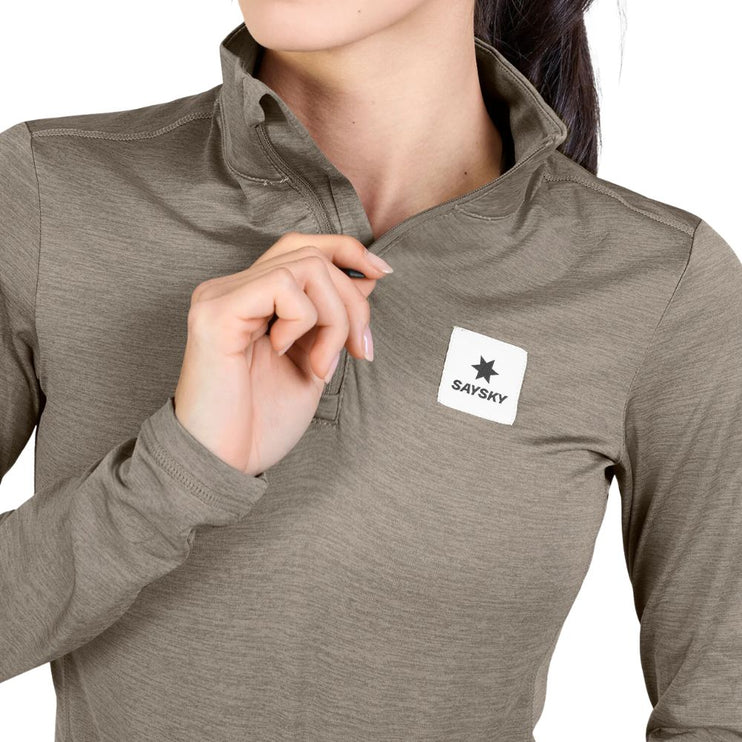 Saysky | Pace Half Zip Long Sleeve | Dames | Taupe