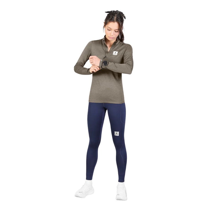 Saysky | Pace Half Zip Long Sleeve | Dames | Taupe